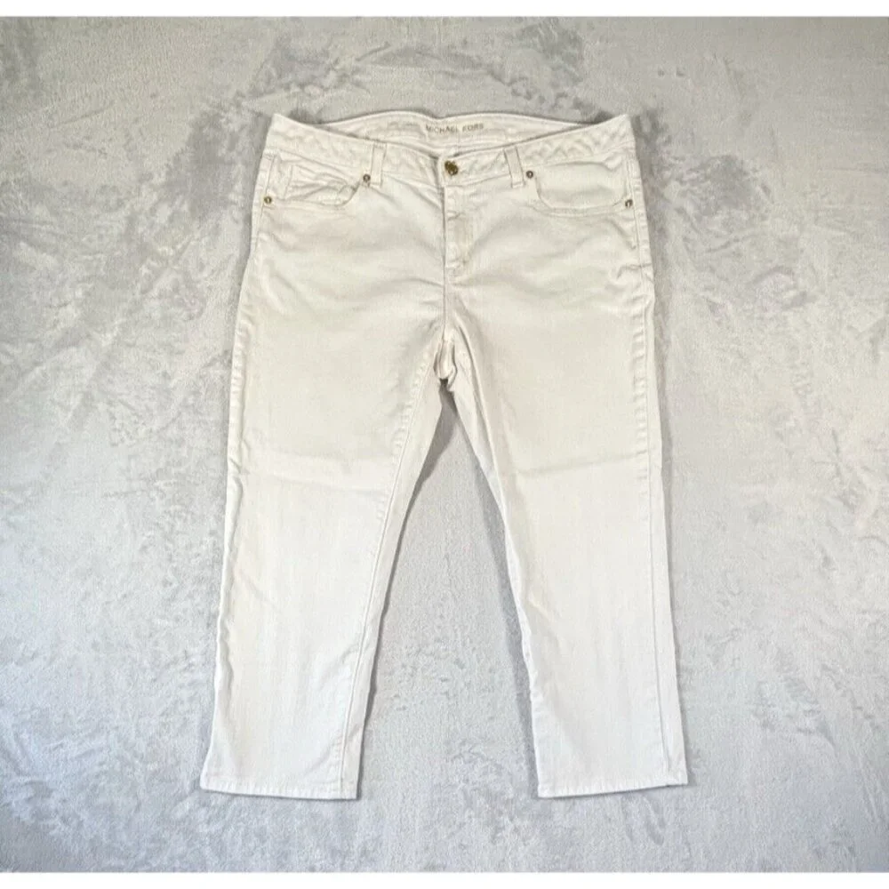 MICHAEL KORS White Jeans Capri Casual Comfy Stretch Denim Women's Size 14